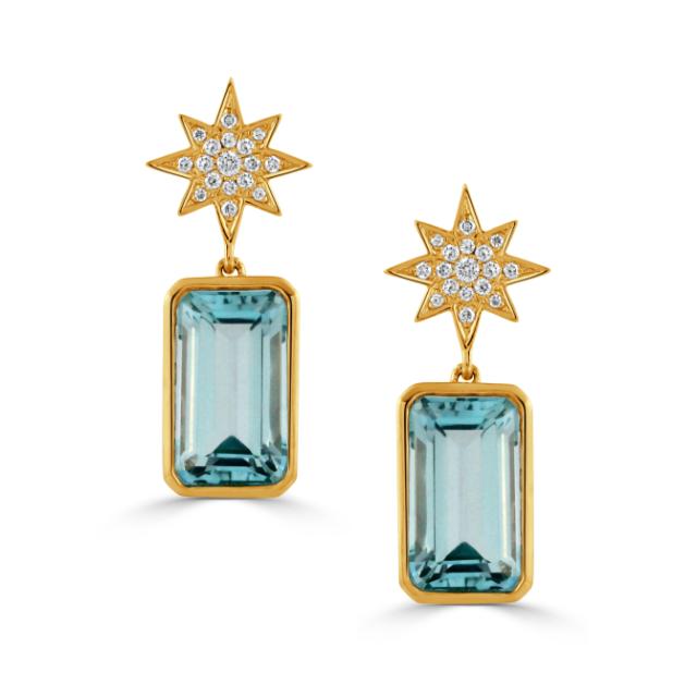 Gold Star Drop Earrings   
