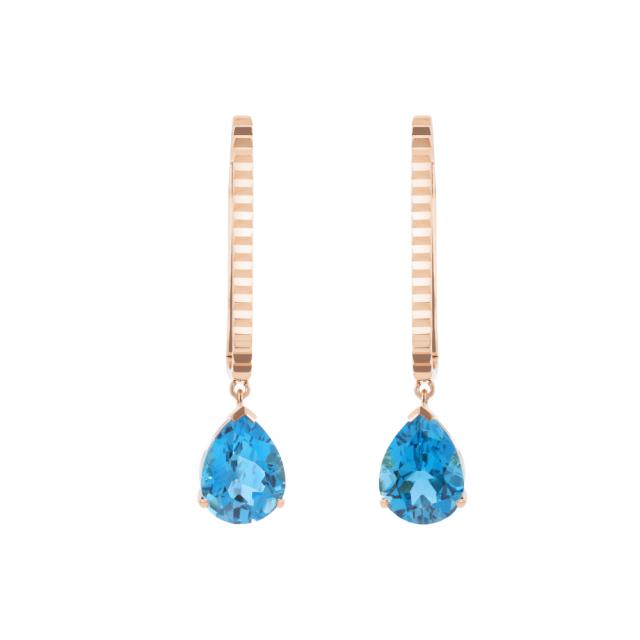 Glam Long Blue Topaz Drop Earrings  