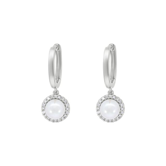 Delicate Dangle Pearl Huggie
